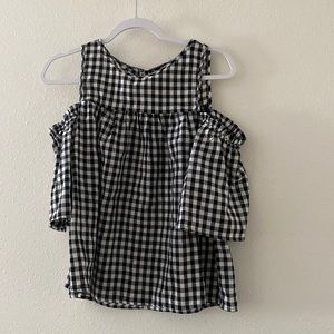 Checkered off the shoulder shirt